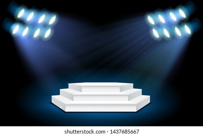 white podium with spotlight in the studio room