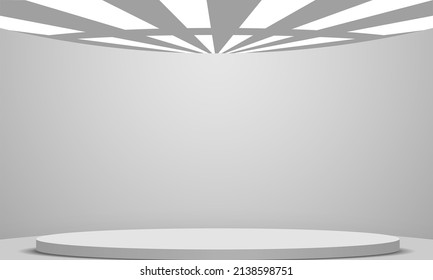 white podium with spotlight in the white studio room