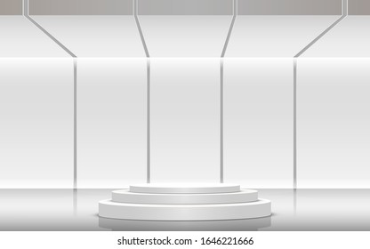 podio blanco en la habitación de estudio blanco	