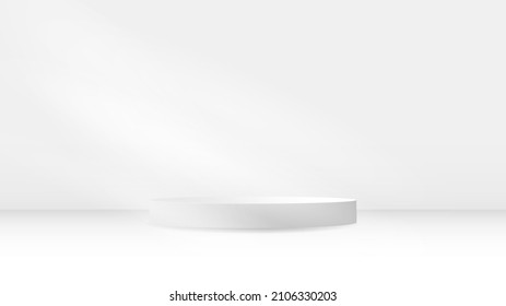 podio blanco con fondo mínimo de luz solar , producto de visualización de podio estadio 3D , soporte para mostrar productos cosméticos ,ilustración 3d Vector EPS 10