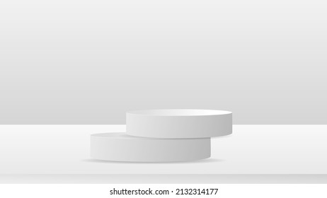 white Podium with sunlight minimal background , 3D stage podium display product , stand to show cosmetic products ,illustration 3d Vector EPS 10