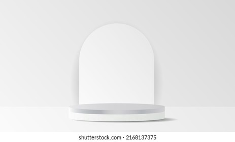 white Podium with sunlight minimal background , 3D stage podium display product , stand to show cosmetic products ,illustration 3d Vector EPS 10