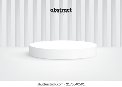 white podium with vertical striped in gradient grey background product presentation can be for advertisement poster website banner brochure template package design vector eps.