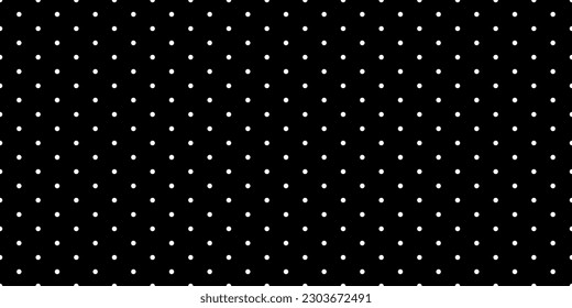 White poka dots on black regular seamless pattern. Abstract graphic vector background with polka circles. Fun wallpaper with monochrome confetti. Modern simple geometric pop art backdrop