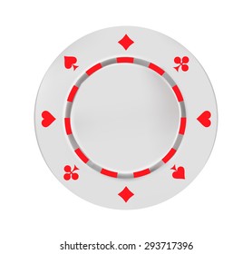 White poker chips. Isolated On White Background. Vector Illustration.