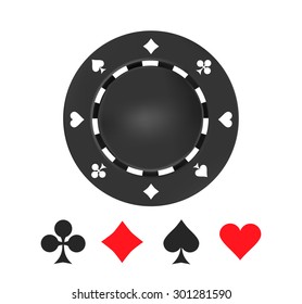 White poker chips. Isolated On White Background. Vector Illustration.