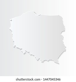 White Poland map-countries. Vector paper map of Poland on a gray background. Vector illustration.