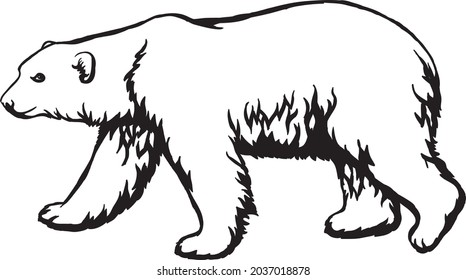 White polar bear. Black and white pattern, suitable for laser engraving, mascot for printing or embroidery