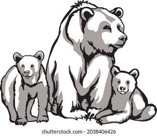 White polar bear. Black and white pattern, suitable for laser engraving, mascot for printing or embroidery