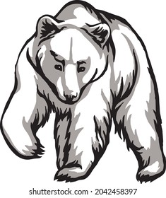 White polar bear. Black and white pattern, suitable for laser engraving, mascot for printing or embroidery