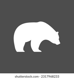 Weißer Eisbär-Logo. Wintersymbol. Wilde Raubtiere, Maskottchen, Zoo, Erderwärmung. Farbiger Stil. Flaches Design. Vektorgrafik.