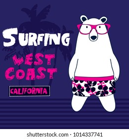 white polar bear on the beach vector illustration