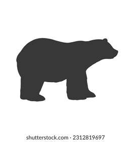 Weißer Eisbär. Rahmenvektorgrafik von Waldtieren. Schwarze Silhouette einzeln auf Weiß
