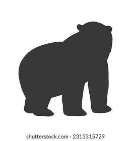 White polar bear. Outline vector illustration of forest animal. Black silhouette isolated on white