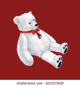 white polar bear sit doll vector