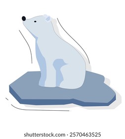 White Polar Bear Sitting on Ice Plate 