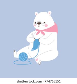 White polar bear vector animal cute beauty character funny style pose celebrate Xmas holiday or New Year time big bear animal
