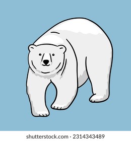 White polar bear. Vector flat cartoon illustration. North animal.