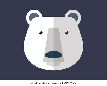 White polar bear vector illustration. Flat design.