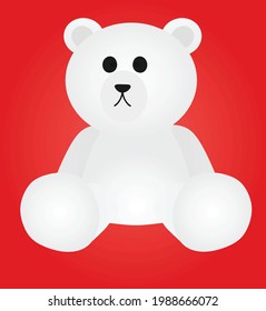 White polar sitting teddy bear. vector