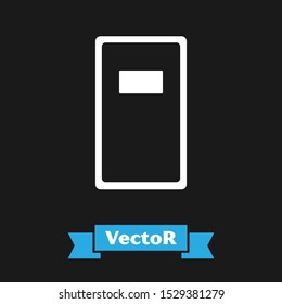 White Police assault shield icon isolated on black background.  Vector Illustration