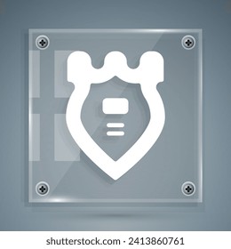 White Police badge icon isolated on grey background. Sheriff badge sign. Square glass panels. Vector