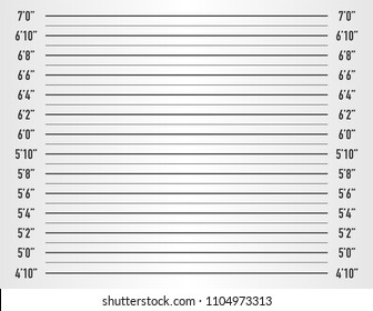 White police lineup or mugshot vector background (inch unit). Vector stock illustration.