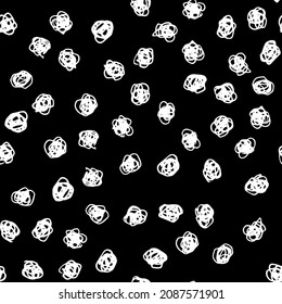 White polka dot abstract seamless pattern on black background. Vector design for textile, backgrounds, clothes, wrapping paper, fabric and wallpaper. Fashion illustration seamless pattern.