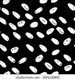 Patrón abstracto de puntos de polka blanca sobre fondo negro. Diseño de vectores para textiles, fondos, ropa, papel de envoltura, tela y papel pintado. Ilustración de moda sin fisuras.
