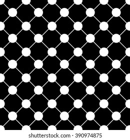White Polka dot Chess Board Grid Black Background Vector Illustration