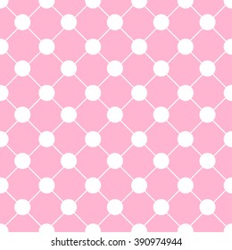 White Polka dot Chess Board Grid Pink Background Vector Illustration