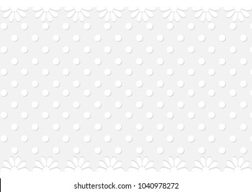 White polka dot with lace background. monochrome geometry texture, vector illustration.
