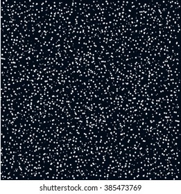 White polka dot on  black background. Seamless messy polka dot pattern.  dark night
