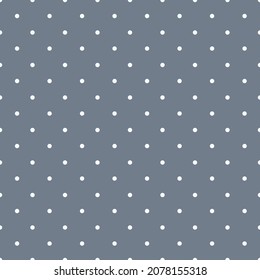 Punto de polka blanco sobre fondo gris ilustración vectorial sin costura, textura decorativa de círculos redondos en orden aleatorio, ornamento simple repetido