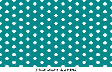 White polka dot pattern on dark cyan background.