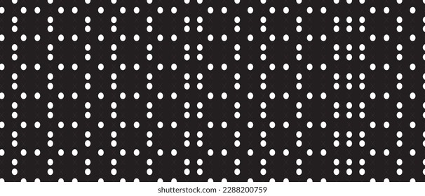 White polka dot pattern on black background. Straight dot pattern for backdrop and wallpaper template. Simple classic polka dot lines with repeat stripes texture. Polka background, vector illustration