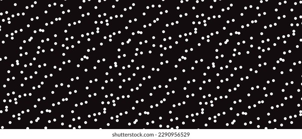 White polka dot pattern on black background. Straight dot pattern for backdrop and wallpaper template. Simple classic polka dot lines with repeat stripes texture. Polka background, vector illustration