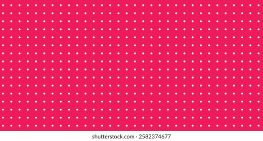 White Polka Dot Pattern on Red background, Minimalist Dotted Design, Abstract Vector Background