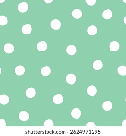 White Polka Dot Pattern on Mint Green Background