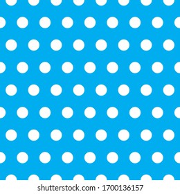 Punto Polka blanco sin fisuras en el vector de patrón azul