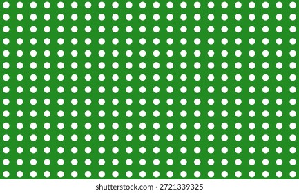Branco polca ponto padrão sem costura no fundo verde. Plano de fundo de ponto polka. Padrão pontilhado bonito. Perfeito para design têxtil, papel de parede, decoração de chuveiro de bebê, impressão de tecido, papel de embrulho e scrapbooking