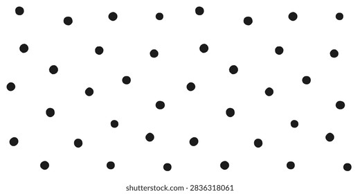 White polka dot seamless pattern vector background with small black color circles and tiny scattered irregular spots for modern classic wallpaper fabric wrapping paper textile print