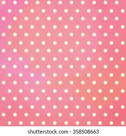 White polka dots on abstract pink background.