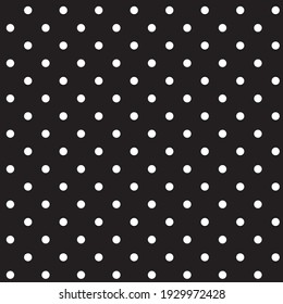 La polka blanca se pega sobre un fondo negro. Patrón clásico sin soldadura para impresión, tela, superficies.