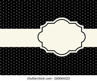 White polka dots on black background pattern with frame