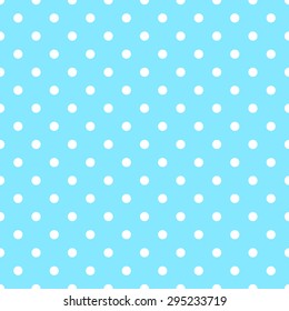 White Polka Dots on Blue Background Seamless Pattern Tile