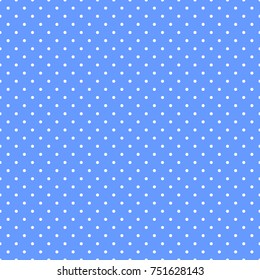 White polka dots on blue background seamless pattern illustration
