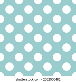 White polka dots on fresh mint green background retro seamless vector pattern