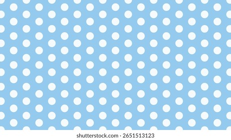 Pontos polka brancos no fundo azul claro padrão sem emenda. Ótimo para chá de bebê, impressões de berçário, decoração de festas infantis, tecido, scrapbook, embrulho de presente e projetos de design digitais ou de impressão bonitos.