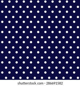 White polka dots on navy background